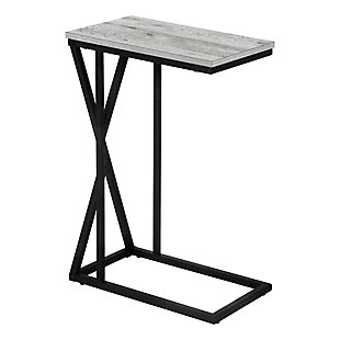 Monarch Specialties Contemporary Rectangle Top C-Shape Accent Table, Gray, large