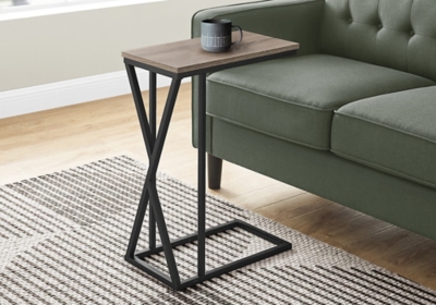 Monarch Specialties Contemporary Rectangle Top C-Shape Accent Table, Dark Taupe