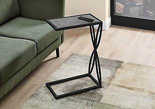 Monarch Specialties Modern C-Shape Accent Table with Flower Petal Design Base, Gray, rollover