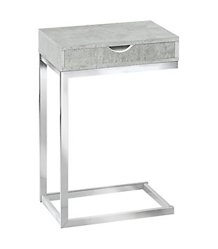 Monarch Specialties Contemporary C-Shape Accent Table with 1 Storage Drawer, Gray, large