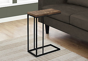 Monarch Specialties Contemporary Rectangular Top C-Shape Accent Table, Brown, rollover