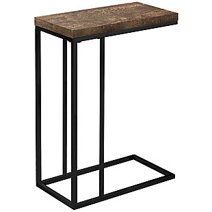 Monarch Specialties Contemporary Rectangular Top C-Shape Accent Table, Brown, large