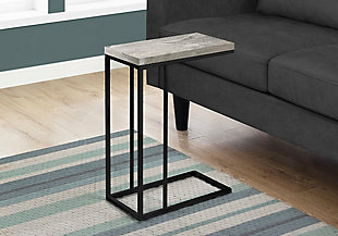Monarch Specialties Contemporary Rectangular Top C-Shape Accent Table, Gray, rollover