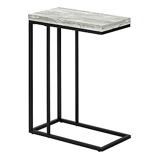 Monarch Specialties Contemporary Rectangular Top C-Shape Accent Table, Gray, large