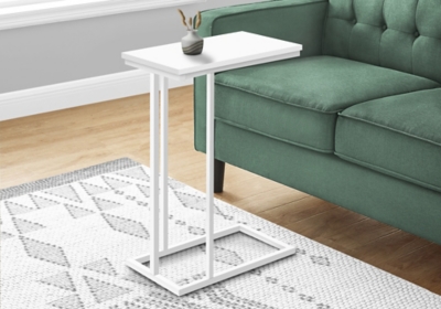 "Monarch Specialties Contemporary 25" High C-Shape Accent Table", White
