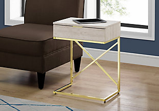Monarch Specialties Contemporary 24" High C-Shape Accent Table with 1 Drawer, Beige, rollover