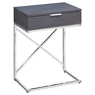 Monarch Specialties Contemporary 24" High C-Shape Accent Table with 1 Drawer, Dark Gray, large