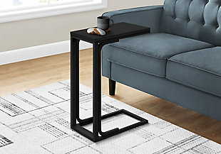 Monarch Specialties Contemporary Rectangular C-Shape Accent Table, Black, rollover