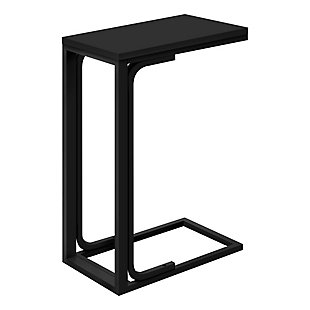 Monarch Specialties Contemporary Rectangular C-Shape Accent Table, Black, large