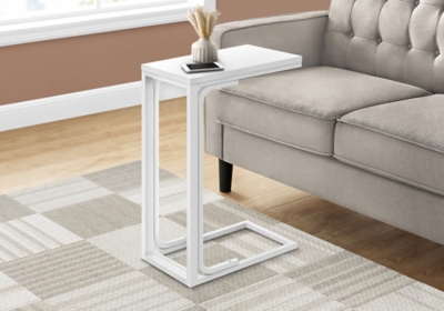 Monarch Specialties Contemporary Rectangular C-Shape Accent Table, White