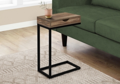 Monarch Specialties Contemporary 25 High C-Shape Accent Table with 1 Drawer, Brown