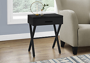 Monarch Specialties Contemporary 24" High Accent Table with Drawer, Black, rollover