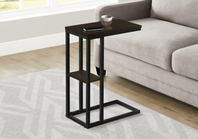 "Monarch Specialties Contemporary 25" High C-Shape Accent Table with Shelf", Espresso