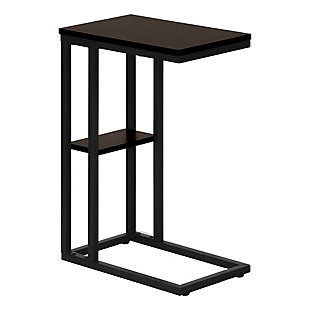 Monarch Specialties Contemporary 25" High C-Shape Accent Table with Shelf, Espresso, large