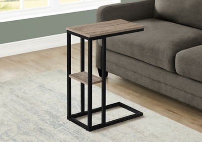 Monarch Specialties Contemporary 25 High C-Shape Accent Table with Shelf, Dark Taupe