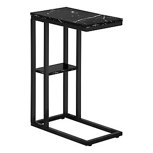 Monarch Specialties Contemporary 25" High C-Shape Accent Table with Shelf, Black, large