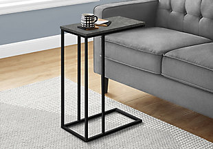 Monarch Specialties Contemporary 25" High Rectangle C-Shape Accent Table, Gray, rollover