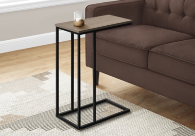 Monarch Specialties Contemporary 25 High Rectangle C-Shape Accent Table, Dark Taupe