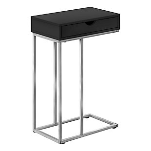 Monarch Specialties Contemporary 25" High C-Shape Accent Table with 1 Drawer, Black, large