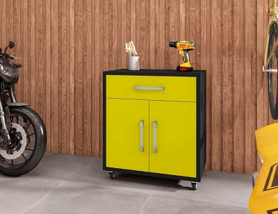 Eiffel Floating Garage Storage Cabinet, Black/Yellow