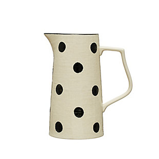 Storied Home Stoneware Pitcher with Painted Polka Dots, , large