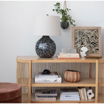 Storied Home Box with Striped Block Pattern and Gold Clasp, Black