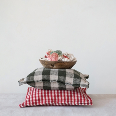 Storied Home Gingham Pillow with Flanged Edge, , large