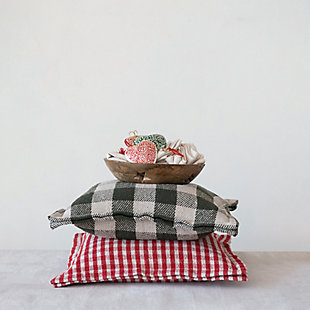 Storied Home Gingham Pillow with Flanged Edge, , rollover