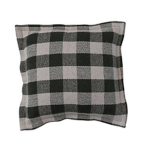 Storied Home Natural Check Pillow with Flanged Edge, , large