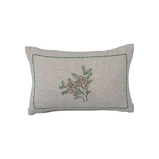 Storied Home Lumbar Pillow with Botanical Embroidery, , large