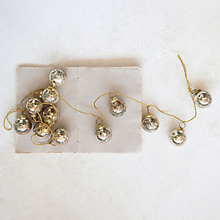 Storied Home Mercury Glass Ball Ornament Garland with Snowflakes, , rollover