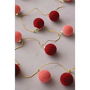 Storied Home Flocked Glass Ball Ornament Garland, , rollover
