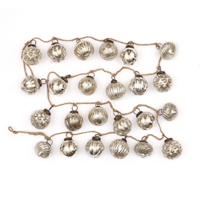 Storied Home Embossed Mercury Glass Ornament Garland, , large