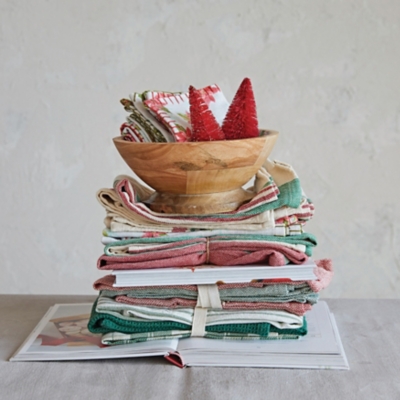 A600079614 Storied Home Printed Tea Towels with Stripes (Set  sku A600079614