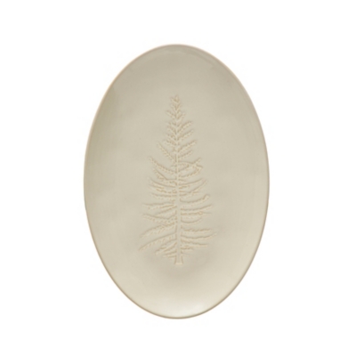 Storied Home Oval Stoneware Platter with Tree Design, , large