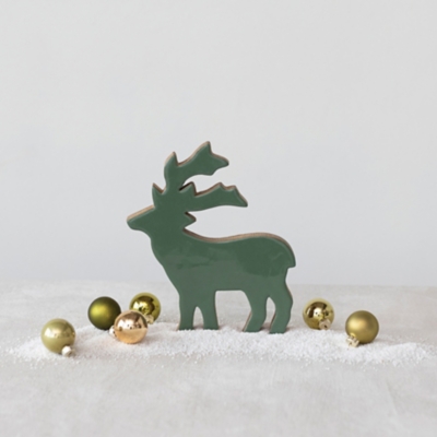 Storied Home Mango Wood Deer, Green