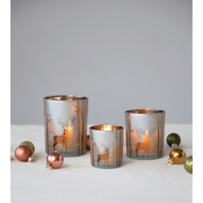 Storied Home Mercury Glass Candle Holder, Multi