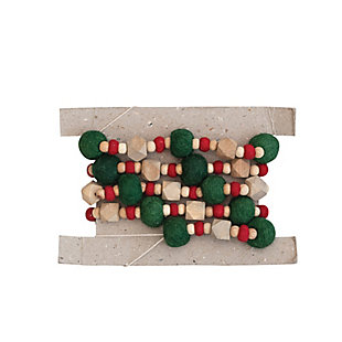 Storied Home Felt Ball Garland with Wood Beads, , large