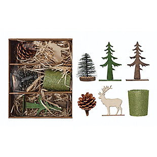 Storied Home Candle Garden Kit with Bottle Brush Tree, Tealight, Pinecone and Wood Figures, , large