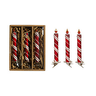 Storied Home Candle Clip-on Ornaments with Glitter (Set of 3), , large