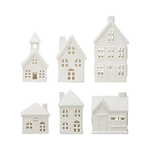 Storied Home Stoneware Bisque Houses (Set of 6), , large