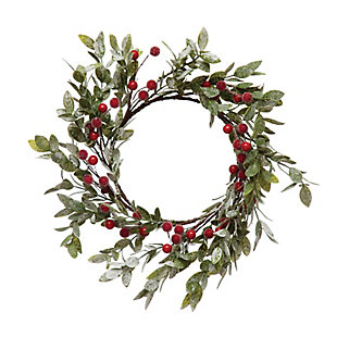 Storied Home Frosted Red Berry Wreath, , large