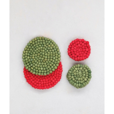 A600079821 Storied Home Felt Ball Coasters (Set of 4), Multi sku A600079821