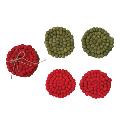 Storied Home Felt Ball Coasters (Set of 4), , large