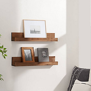 Handmade Floating Book Display Shelf Set of 2, Walnut, rollover
