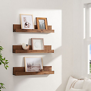 Handmade Floating Book Display Shelf Set of 3, Walnut, rollover