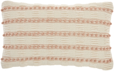 Mina Victory Woven Lines And Dots Indoor Throw Pillow, Blush, large