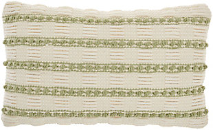 Mina Victory Woven Lines And Dots Indoor Throw Pillow, Sage, large