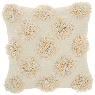 Mina Victory Tufted Pom Poms Indoor Throw Pillow, Ivory, large