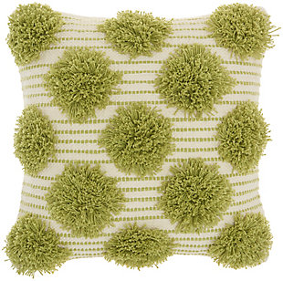 Mina Victory Tufted Pom Poms Indoor Throw Pillow, Lime, large